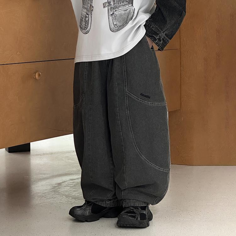 Dziecięce dżinsowe spodnie scimitar: Punkowe haftowane proste nogawki na wiosnę i jesień 2025 - Modna moda chłopięca.