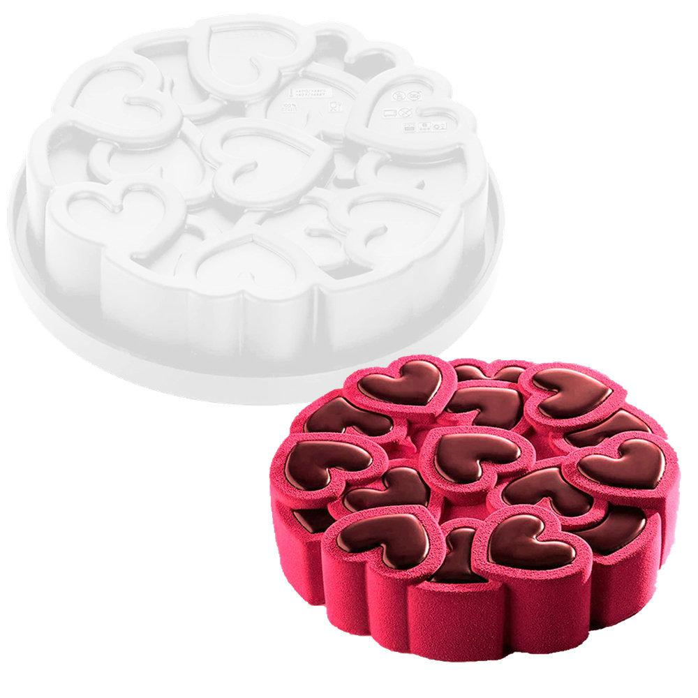 1 Pc Baked 8 Inch Peach Heart Love Mousse Silicone Mold, French Dessert Valentine's Day Cake Mold, Handmade Candle Mold