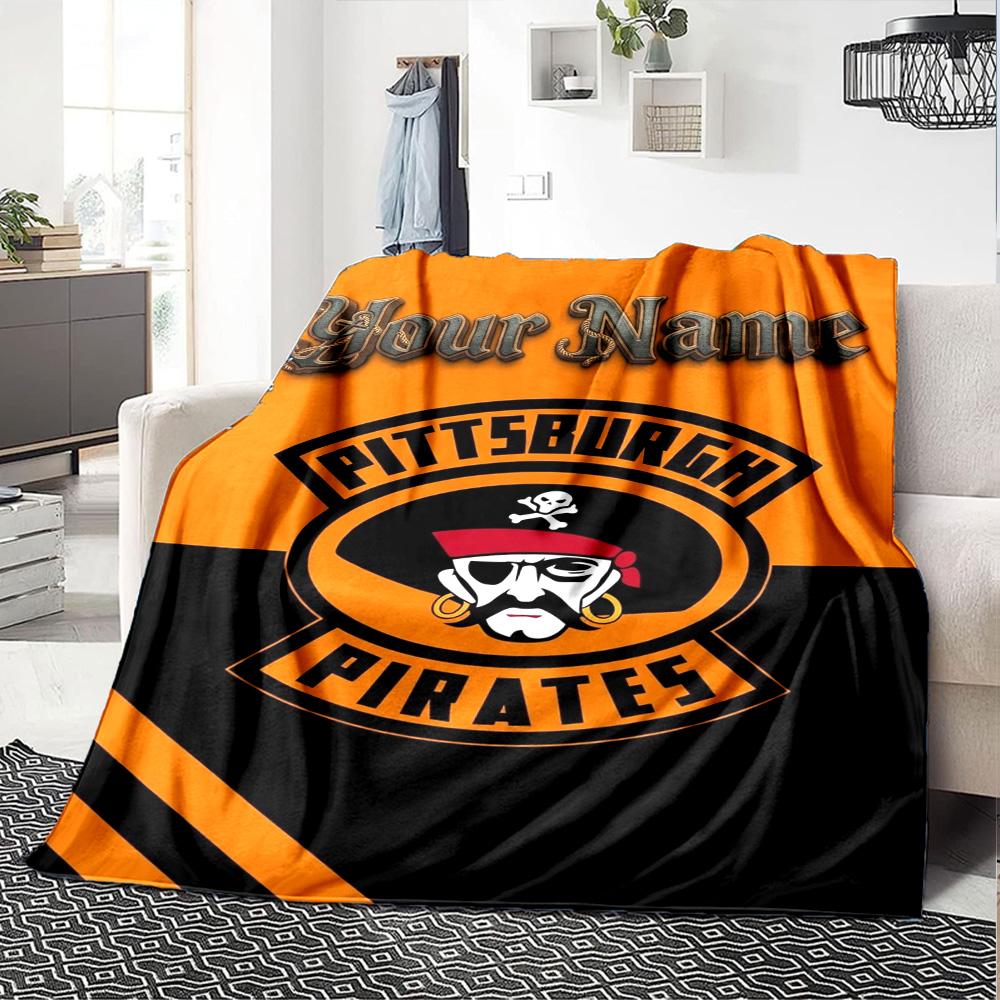 Name Custom Pittsburgh Pirates Print Flannel Blanket High Quality Warm Comfortable Cover for All Seasons Perfect for Gifts Home Decor