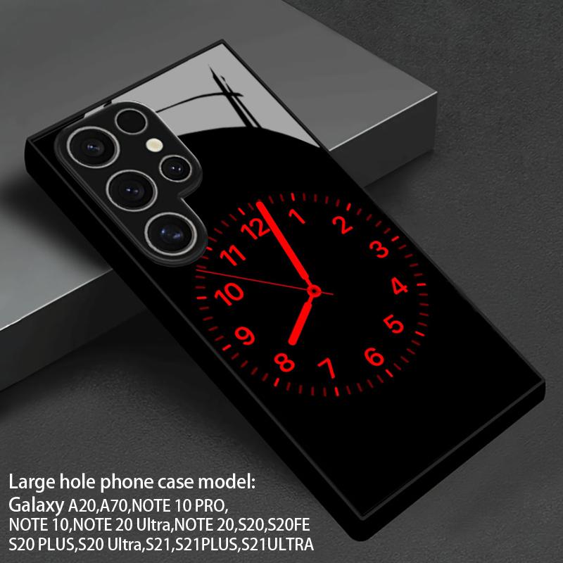 Red Clock Pattern 2D Phone Case for Samsung S26 S25 S24 S23 S22 S21 S20 A56 A36 A16 - Glass Protective Cover