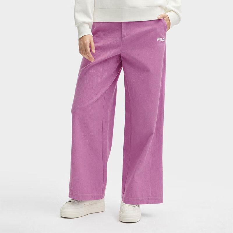 Fila Heritage Solid Color Comfortable Woven Wide Leg Casual Pants Women Pants Purple-Red F11W418806F-PU