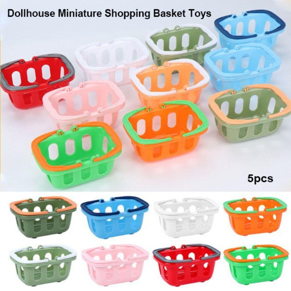 5pcs Mini Dollhouse Miniature Shopping Basket Plastic Kids Supermarket Tool Doll House