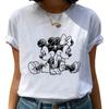 Kawaii Disney Mickey Mouse Top Moda Camiseta Feminina Manga Curta Tees Verão 2024 Coreana Blusas Brancas Streetwear Camisetas Masculinas