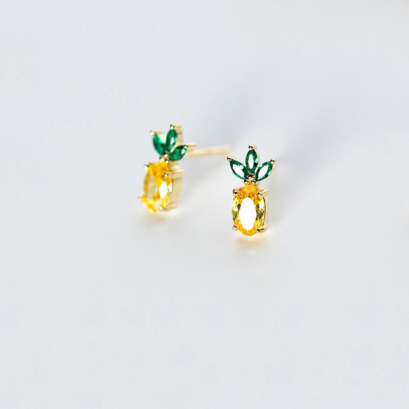 

925 Silver Trendy Jewelry Sets Yellow pineapple AAA+ Zirconia Accessory for Women Necklace Pendant / Earring / Ring