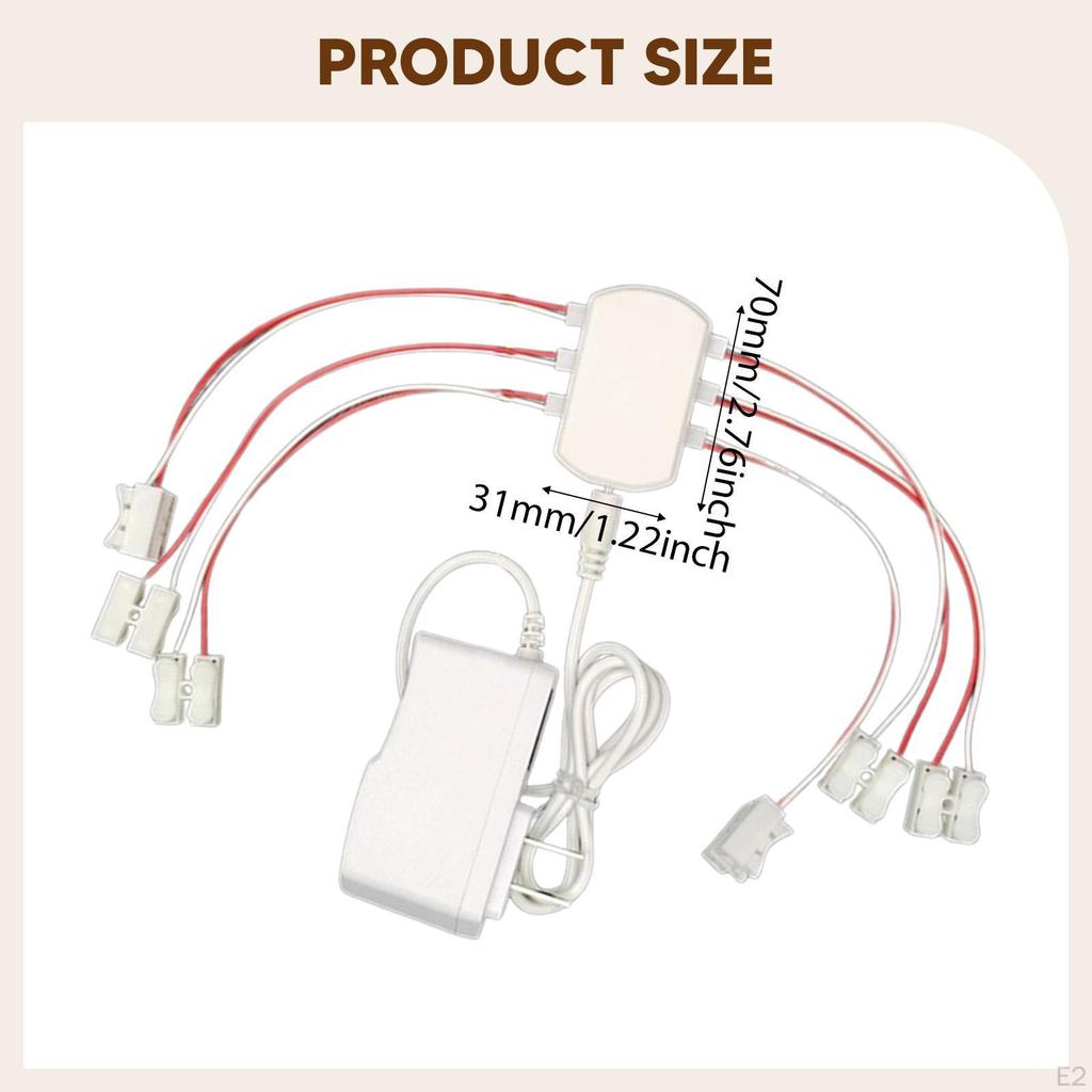3V 1A Power Supply US Plug 6 Ports Cable Lighting Wiring Kit for Micro Landscape Model Hobby