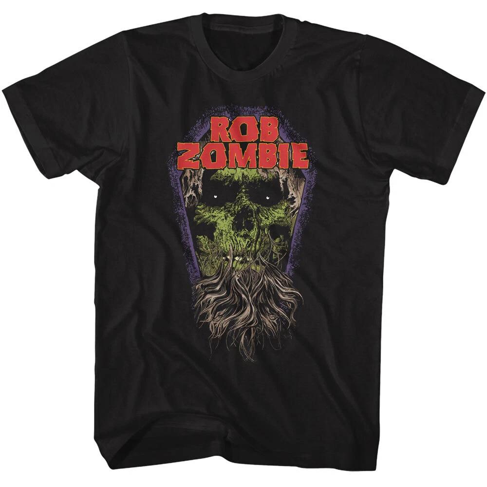 Rob Zombie Coffin Skull With Beard Men s T Shirt Shock Rock White Zombie 2XL