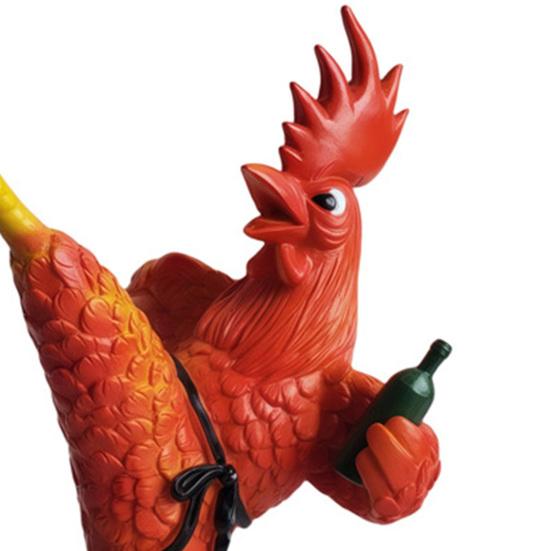 Kung Fu Rooster Statue Resin Drunk Chicken Figurine Table Art Rooster Sculpture for Home Office Desk Shelf Indoor Outdoor Decor Housewarming Gift