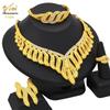 24K Gold-Plated Bridal Jewelry Set: Necklace & Earrings, Middle Eastern Wedding Style, Dubai Four-Piece Set