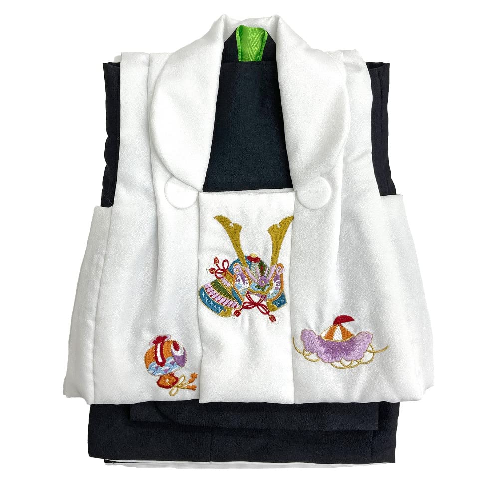 

Kimono Cloth Set Years First Festival Kimono Baby Type Baby Ensemble Baby Cloth and Kimono Set x White [Kyoto Yuzen] (0-1 Old) Boys 2-Part (Black