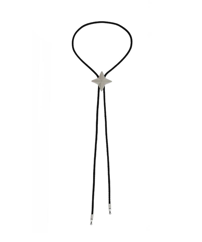 ACHA Semi Crop Rivet Bolo Tie Shirt _ Black