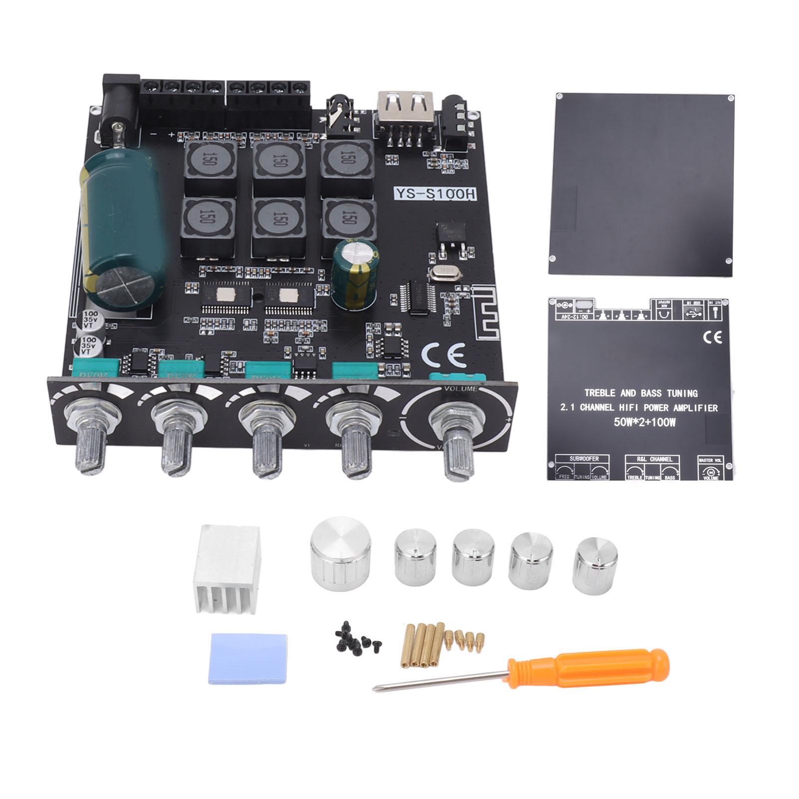 

2.1 Channel Power Amplifier Board Bluetooth Stereo Audio Amplifier Module DC1224V 50Wx2+100W