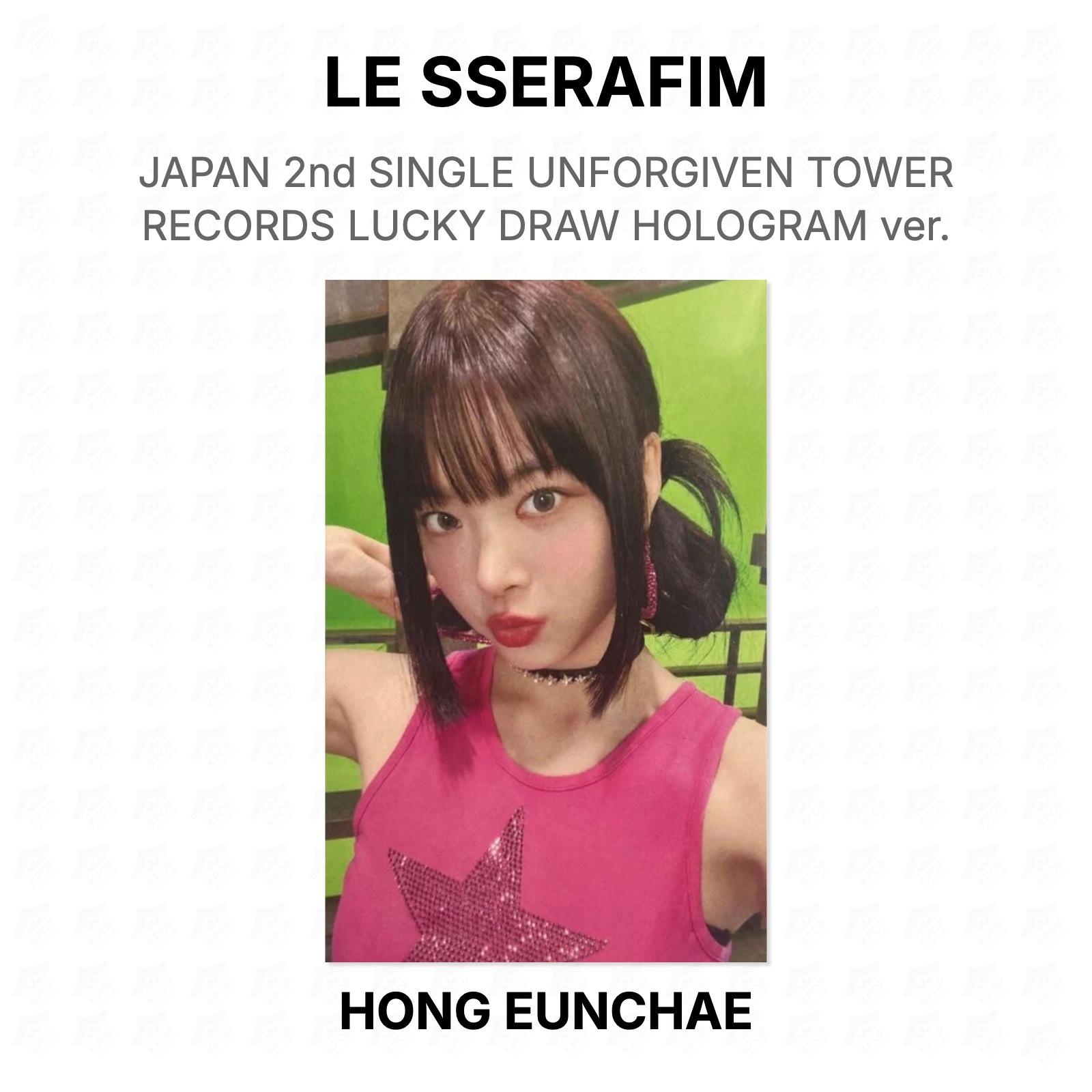LE SSERAFIM JAPAN 2nd SINGLE UNFORGIVEN TOWER RECORDS LUCKY DRAW HOLOGRAM ver. Official Photocard HONG EUNCHAE
