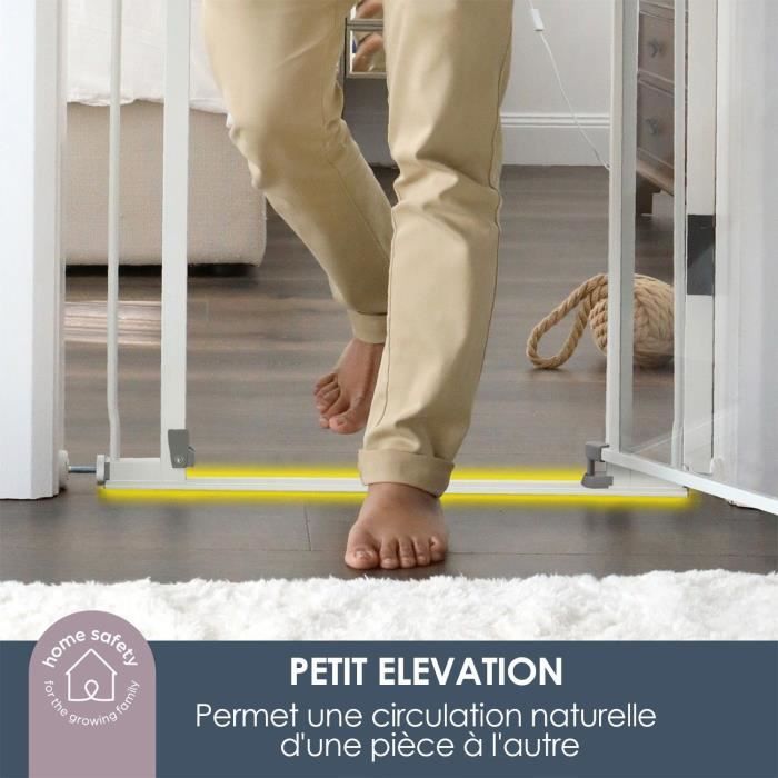 Barrière de sécurité à panneau transparent - DREAMBABY - Fonction "maintien en position ouverte"- Bas anti-chute - Blanc