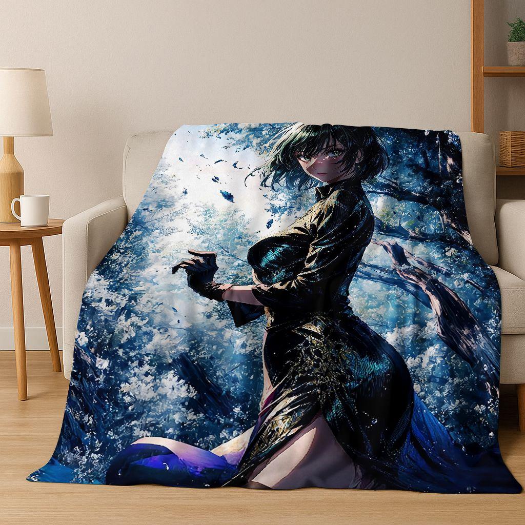 Anime One Punch Man Saitama Cartoon Cartoon Flannel Blanket,Cozy Soft Throw Blanket for Home Bedroom Bed Sofa Picnic Cover Kids