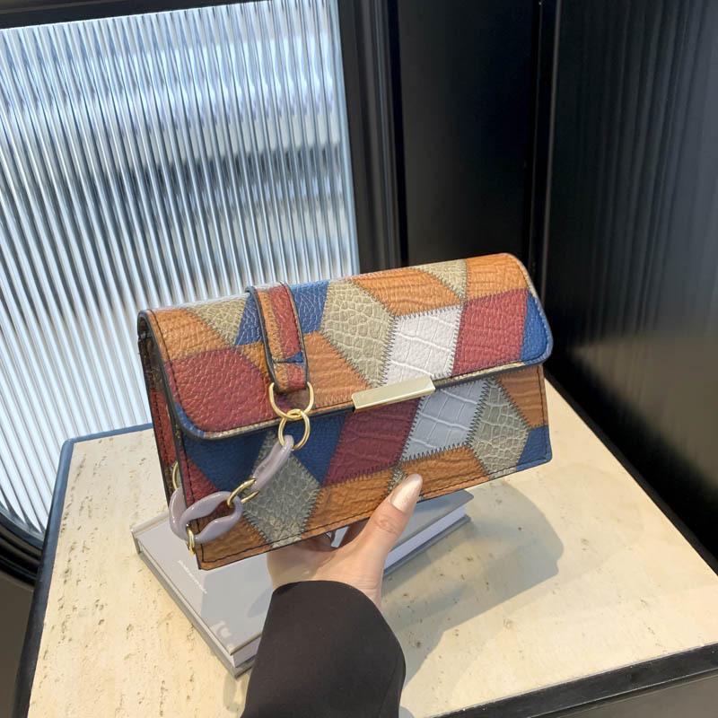 Zahraniční Retro Malá Čtvercová Kabelka, Módní Dámská Kabelka, Texturovaná PU Kabelka, Kabelka přes Rameno, Jednoduchá a Všestranná, Crossbody Kabelka Tide