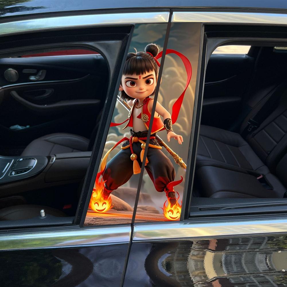 2Pcs Nezha Aobing Automobile Protective Trim Cover B-pillar Scratch Proof Sticker Car Pillar Middle Column Post Decal Accessories