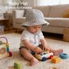 Boy Children Striped Lacing Fisherman's Cap Girl Baby Solid Casual Sunscreen Hat Infant Cotton Caps Kid Windproof Basin Hats