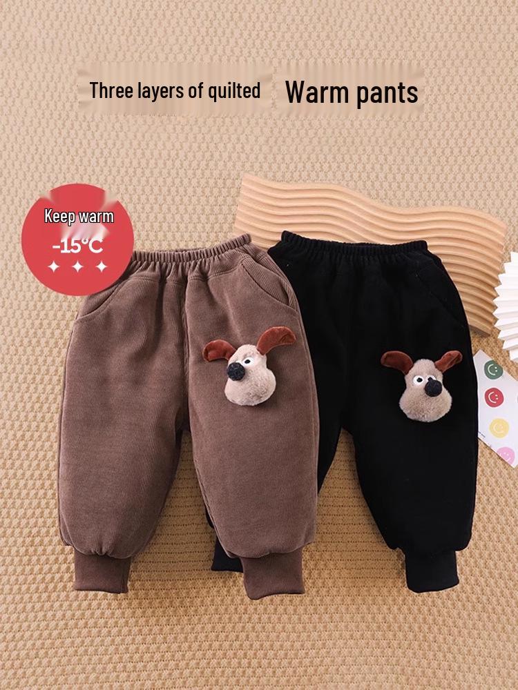 Jingqi Baumwoll-Sweathose mit Fleecefutter für Kinder: Warme Winterhosen für Jungen und Mädchen