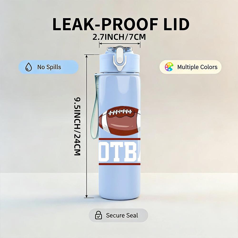 1PC American Football Simple Stripe Mark 750ml Color Plastic Water Bottle Leakproof Flip Straw Lid For Sports Office Home Use