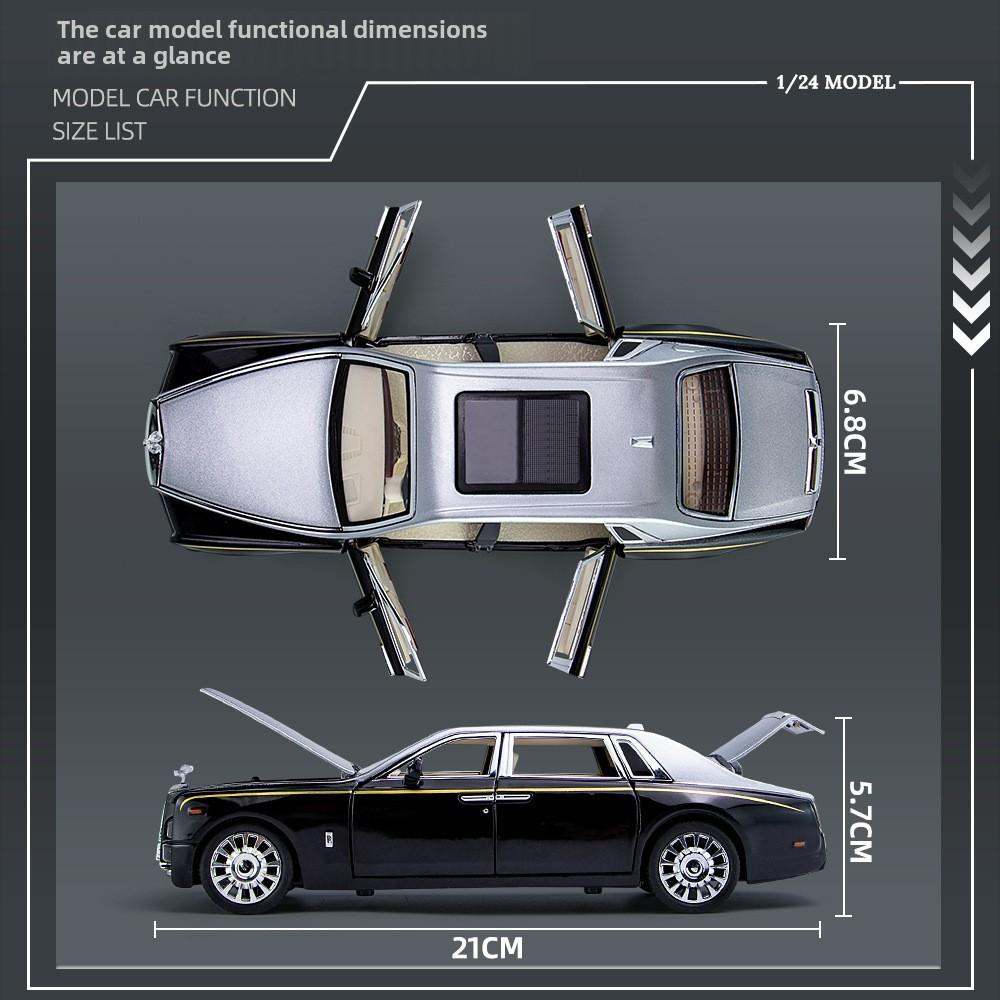 1/24 Rolls-Royce Phantom Alloy Car Model with Sound, Light, and Starry Sky Roof for Kids' Collection and Decoration.
