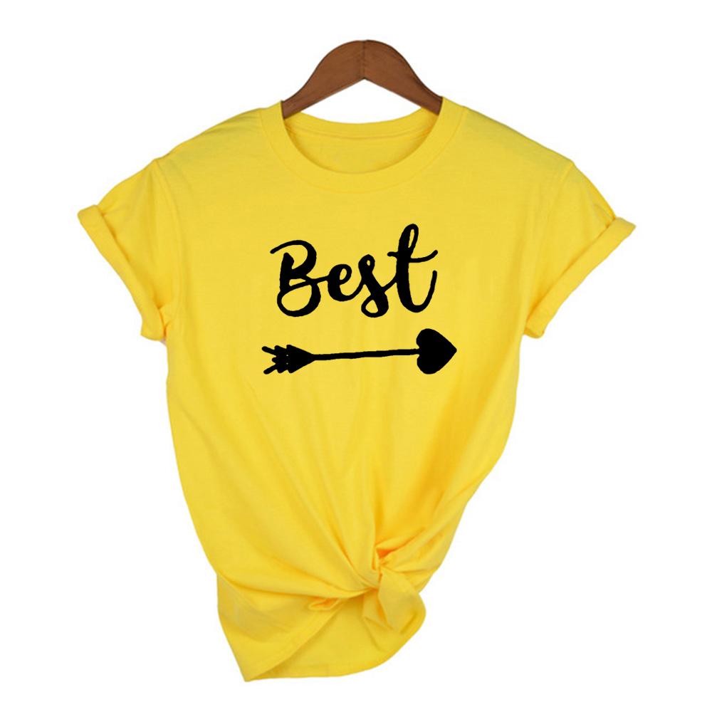 1Pcs Best Friends T Shirt Women Summer Short Sleeve Round Neck Sister Bff Friend Gift Top