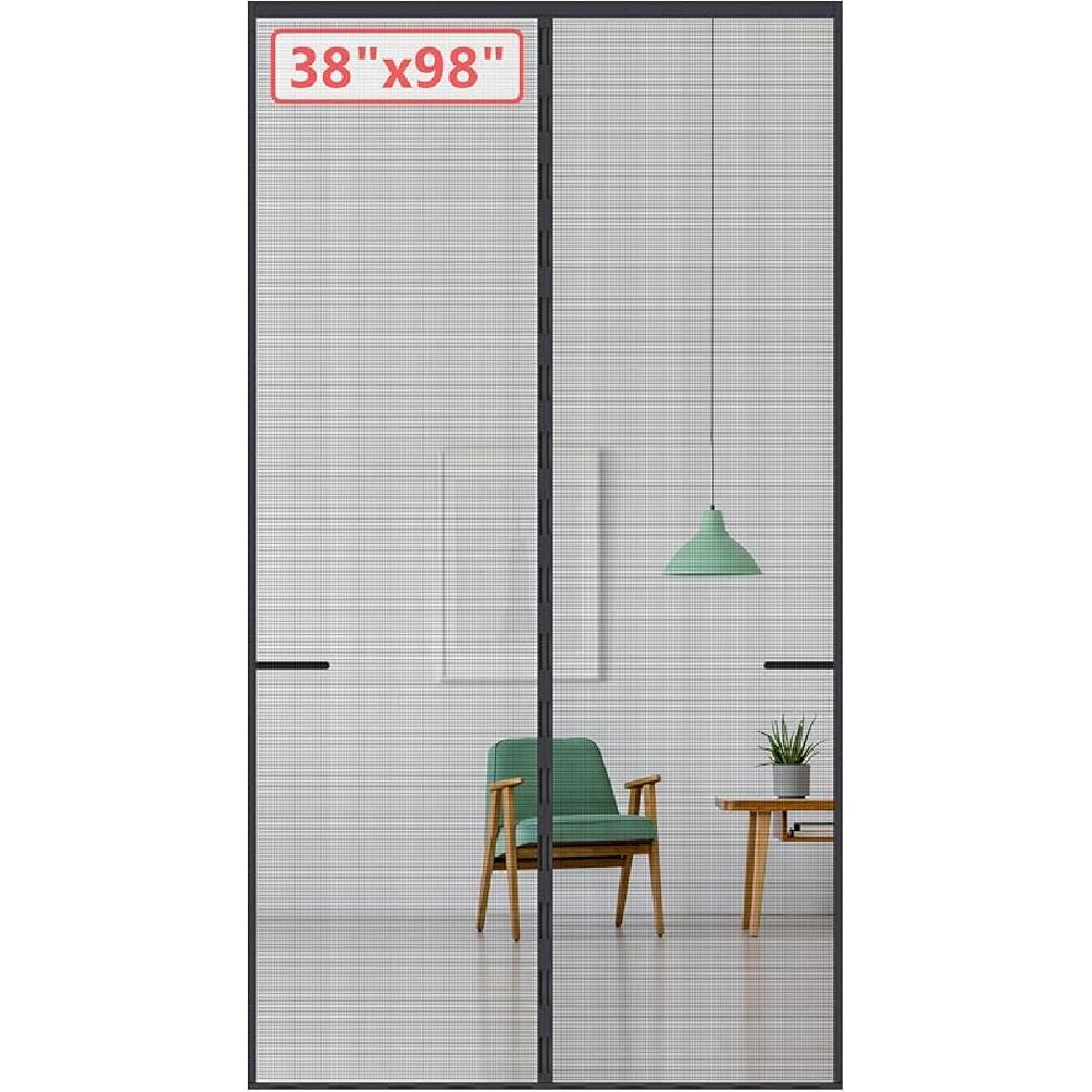 Upgraded Magnetic Screen Door for Tall Door to 38x98 with 42 Longer & Stronger Magnets,Retractable Screen Doors for Front Door,Heavy Duty Fiberglass