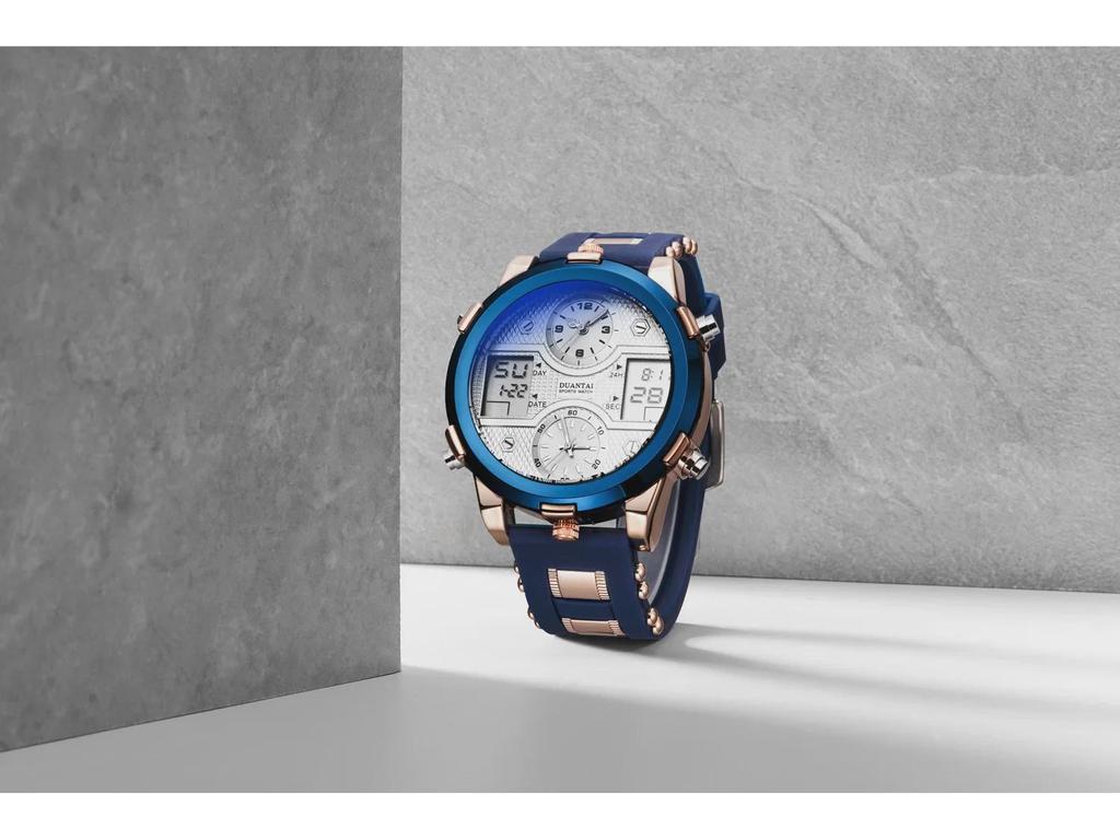DUANTAI Military Watch: Dual Movement, Dual Display, Luminous, Multi-Function, Waterproof Sports Watch.