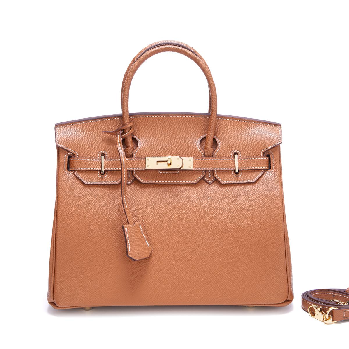 

Новая модная атмосфера с принтом пальмы из кожи с текстурой коровьей кожи, женская сумка в иностранном стиле с белым воротником 30x16x23cm коричневый