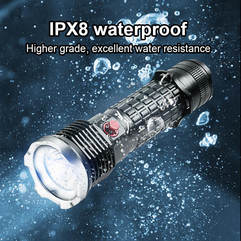 Professional Diving Flashlight Rechargeable USB Underwater Dive Lantern IPX8 Waterproof Dive Torch Lights For Fishing Submarine