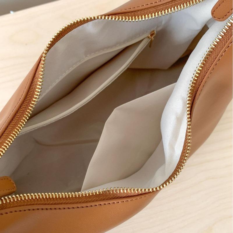 New Portable Shoulder Bag for Women, Large-capacity Work Commuter Bag, Double Zipper, Simple and Versatile Soft Leather Underarm Bag for Women