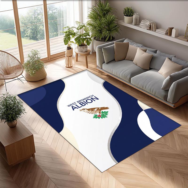 Tappeto in Velluto di Cristallo con Stampa del West Bromwich Albion Football Club, Comodo Assorbente d'Acqua Antiscivolo Tappeto per Pavimento Interno