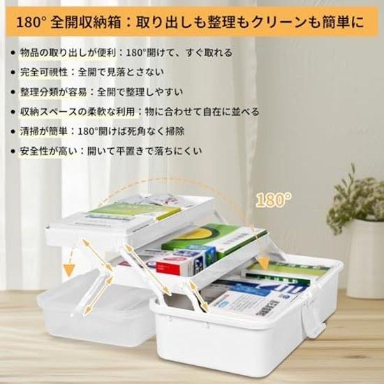 Large Capacity 3-Tier Tool Box Multi-Functional Storage Semi-Transparent Kus 180-Degree Open Sewing Handle Case Home Use Car Small Item Foldable
