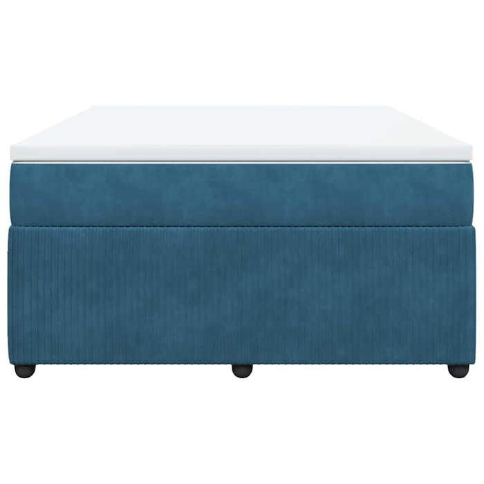 Maison Exclusive - Dark Blue Bed Slat Base and Mattress 140x200cm Velvet