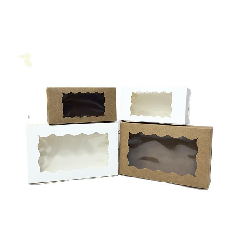 Scatola Pieghevole Trasparente Kraft con Finestra per Cupcake, Caramelle, Biscotti o Macaron
