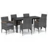 VidaXL Garden Dining Furniture and Cushions 7 Pcs Patio Dining Set Outdoor Table and Chairs Balcony 3095007