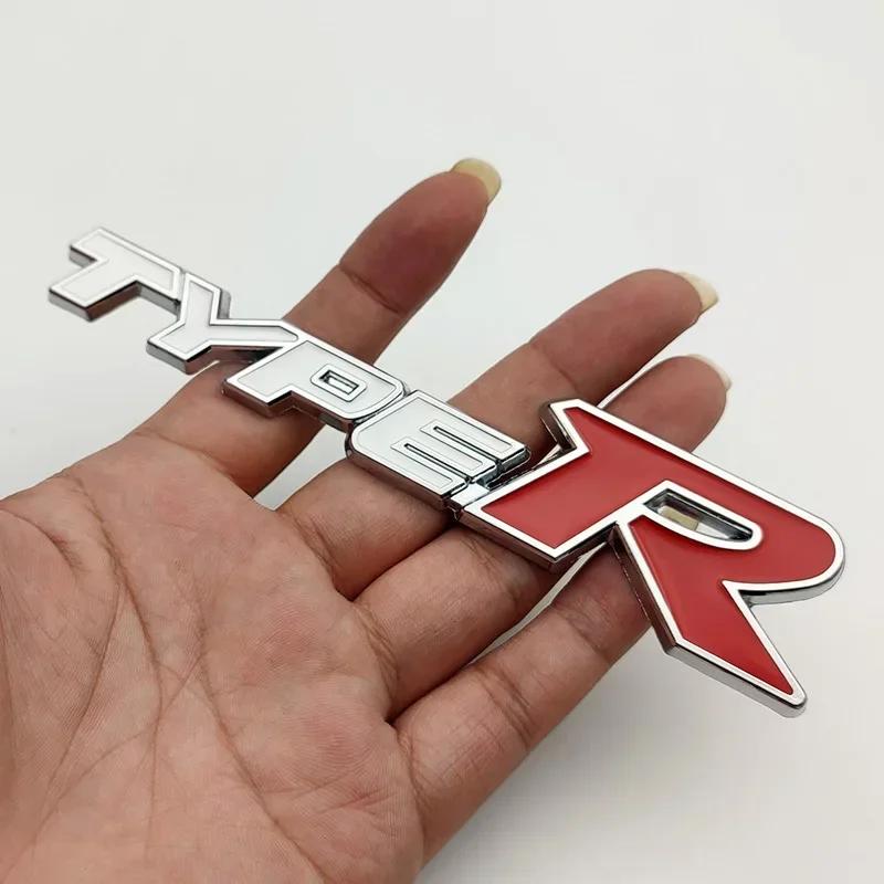 3D Metal Type-S Type-R Car Rear Trunk Emblem Badge Sticker R Car Styling Accessories