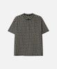 DRAW FIT Rough Stripe Henley Neck T-Shirt [Black]