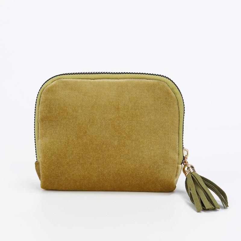 Soft Velvet Jewelry Pouch Multiple Inner Compartments Tassel Zipper For Travel Daily Use Storing Rings Earrings Necklaces