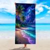 Toalla de Playa Atardecer Tropical Árbol de Palma Grande Ola del Océano Toalla de Baño Secado Rápido Libre de Arena Piscina Microfibra Manta de Viaje