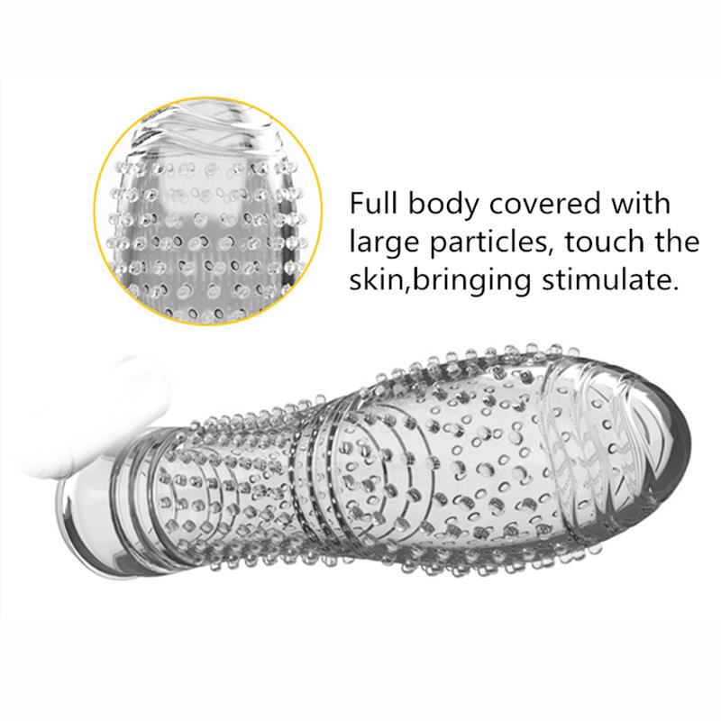 Available Vibrating Penis Sleeve Reusable Crystal Condom Cock Extender Vibrating Ring Sex Toy for Men Adult Sex Products