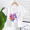 KPop Demon Hunters White T-shirt for Children A-Z Letters Tee Top Cartoon Round Collar Clothes Kids Short Sleeve Clothing Gift