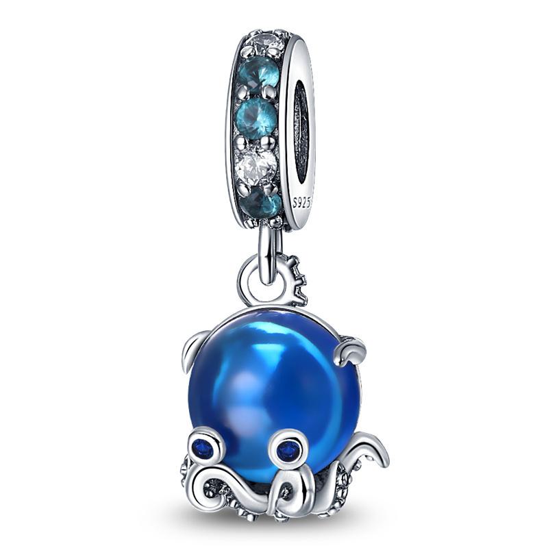925 Silver Ocean Series Turtle Crab Charm Beads for 3mm Bracelet DIY Jewelry Making 100% Authentic
