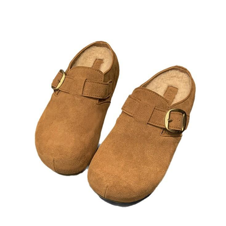 Lazy version~ retro slippers outer wear 2025 autumn new thick-bottomed casual bag head half slippers women's Boken tow