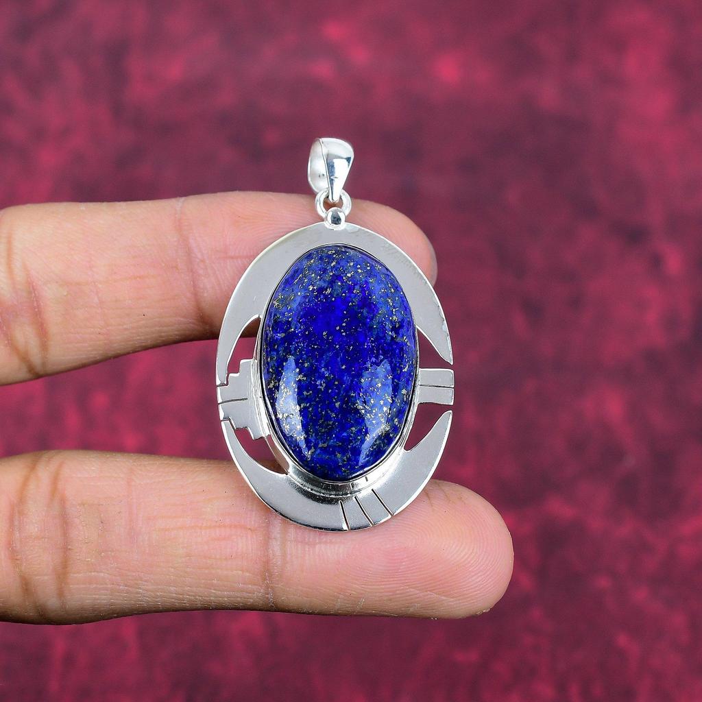 Lapis Lazuli Pendant Handmade Gemstone Jewelry, 925 Solid Sterling Silver Pendant ,Unique Design Jewelry Pendant