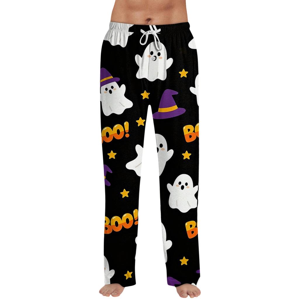 Men's Halloween Print Drawstring Lounge Pants Casual Sleepwear Soft Comfortable Fit Relaxed Style