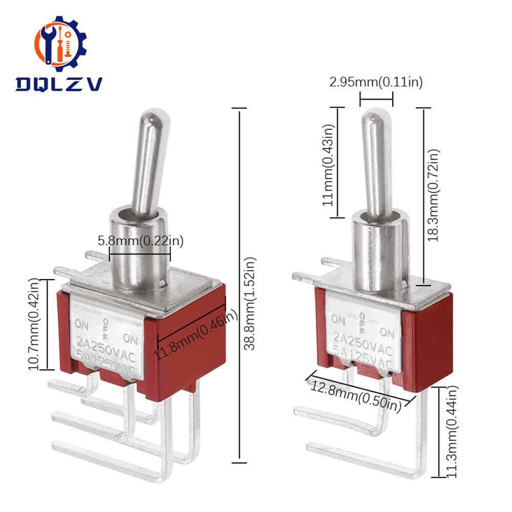 6MM Toggle Switch Bent Switch 2/3/10A 125/250V AC 2nd Gear 3rd Gear Toggle Switch 3/6Pin Side Bend Rocker Switch