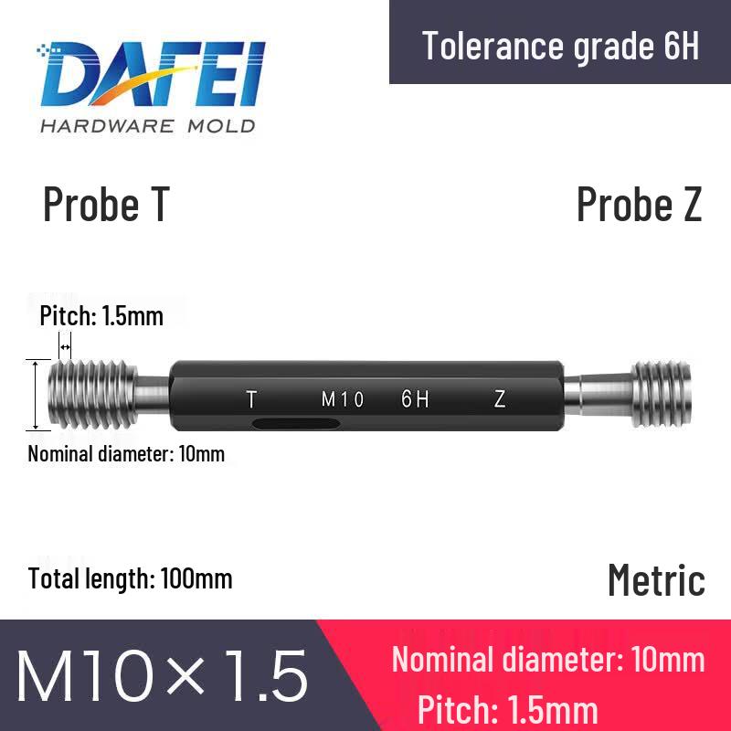 DAFEI M10x1.5-6H Metric Thread Plug Gauge