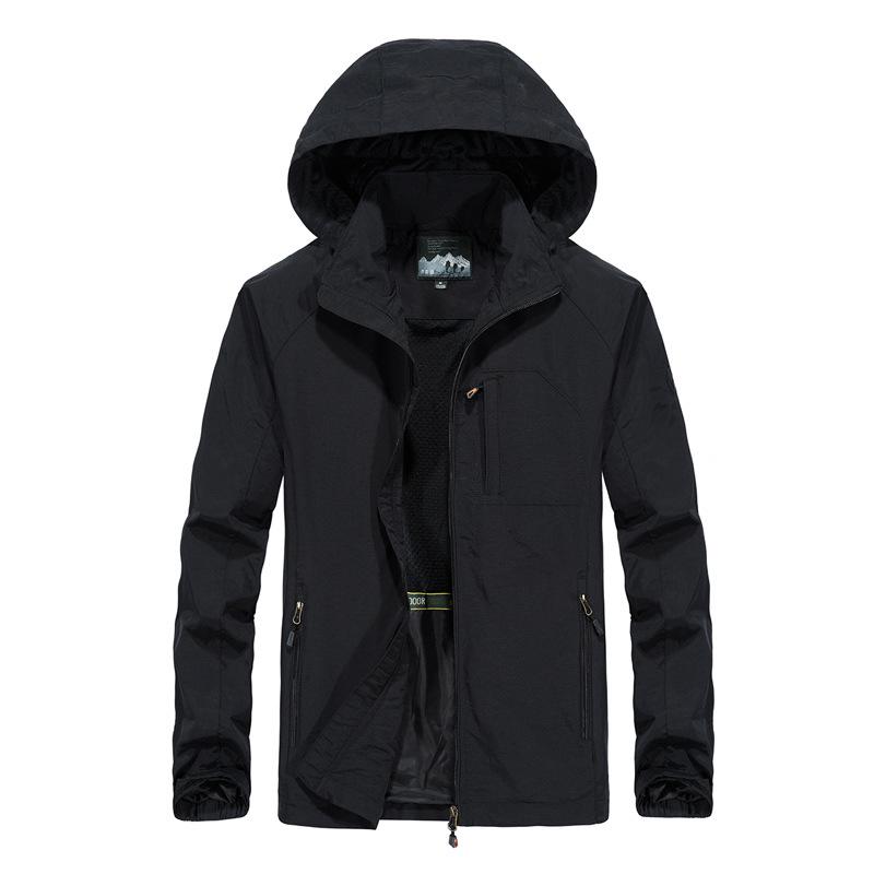 Spring and Autumn New Jacket Men's Outdoor Hooded Loose Large Size Men's Jacket Waterproof Hooded Charge Top