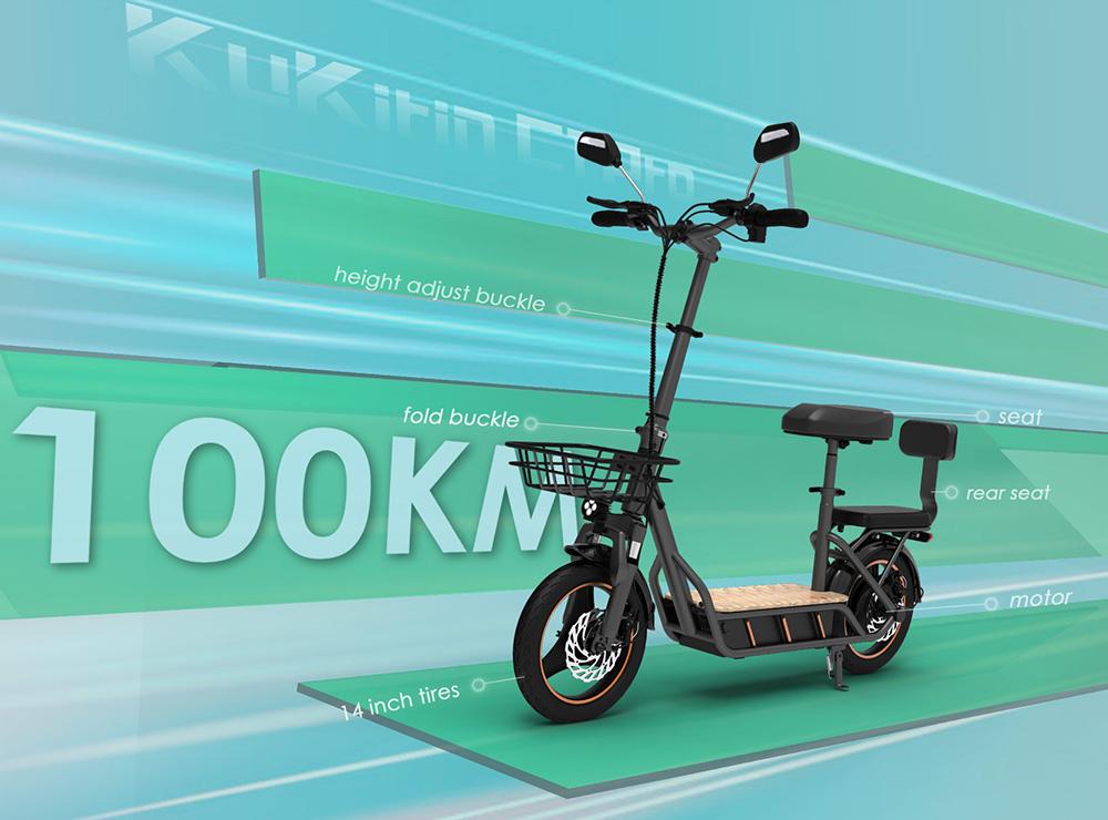 Sklad EU 48V 26Ah veľká batéria 14-palcové tučné pneumatiky skladací elektrický skúter so sedadlom Maximálny dojazd 100 km Maximálna rýchlosť 45 km/H Špičkový výkon 800 W