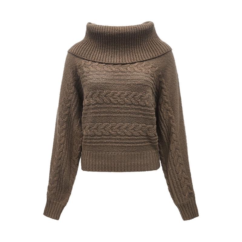 ONLY Women's High-Neck Drop-Shoulder Loose Knit Sweater